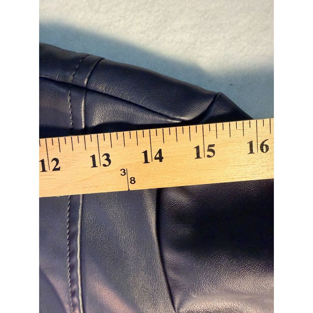 FMJ Flying Machine Faux Leather Navy Moto Jacket – Women’s Small – Zip Front
